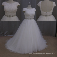 Many Handmade Flower Beading Bankless Wedding Dress